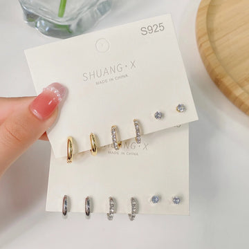 DAIIIBABYYY  -  Simple Rhinestone Round Hoop Ear Buckle Earrings Women Korean Fashion INS Girls Elegant Wedding Daily Earring Jewelry
